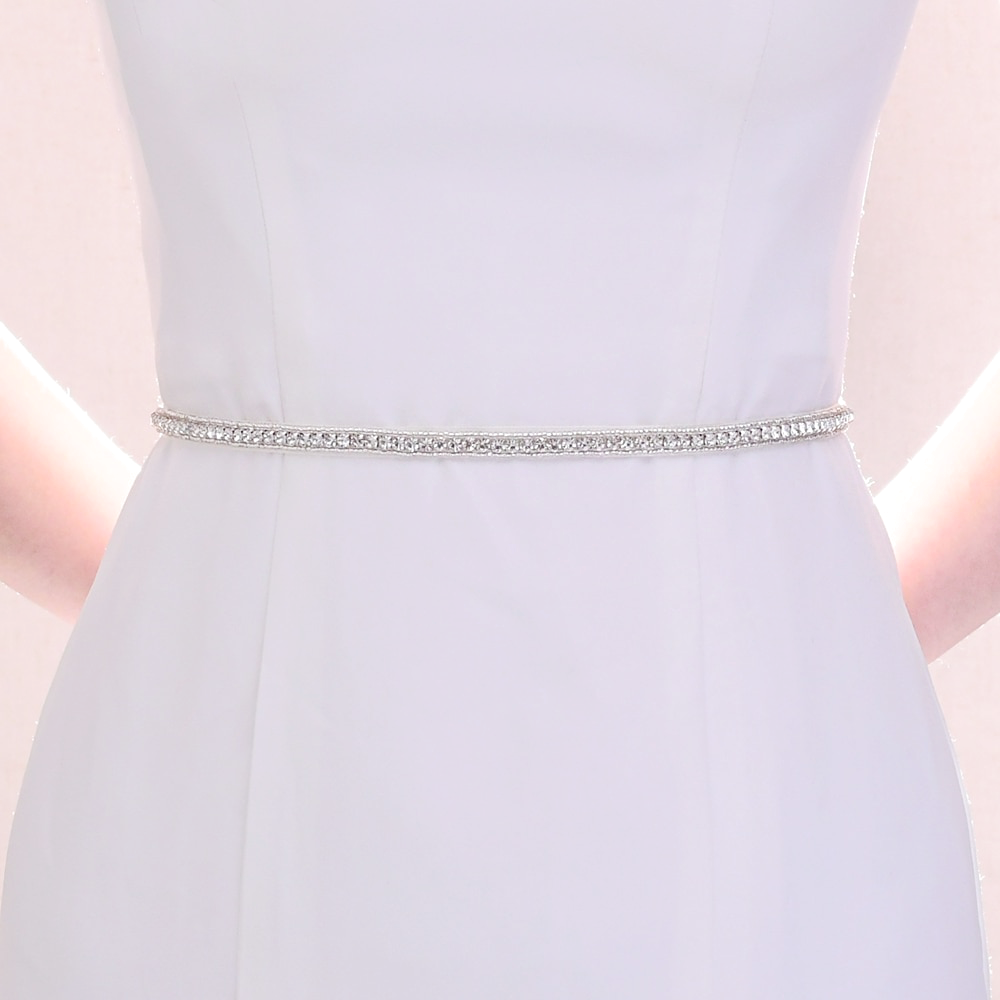 Alice Simple Skinny Rhinestone Wedding Belt Sash – LC&B Bridal