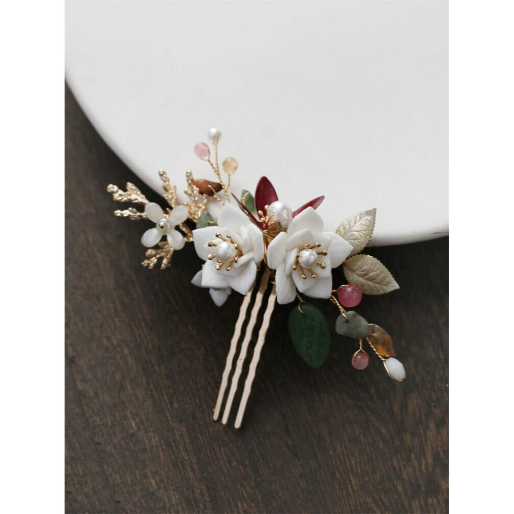 Joselyn Vibrant Gemstone Blossom Hair Pin Set (2 Piece)