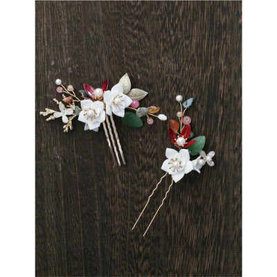 Joselyn Vibrant Gemstone Blossom Hair Pin Set (2 Piece)