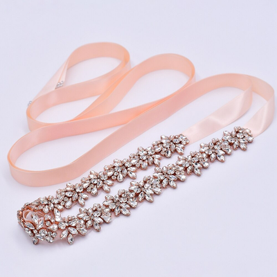 Terese Modern Rose Gold Beaded Wedding Belt