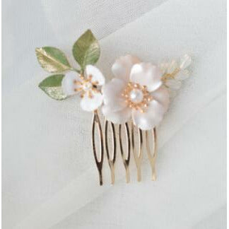 Aster Pearl Enamel Flower Hair Comb