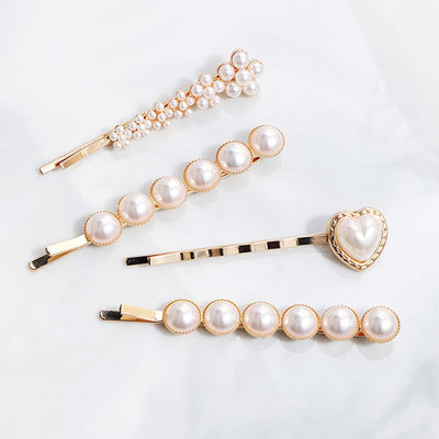 Paula Gold Pearl Hair Barrettes (4 Piece)