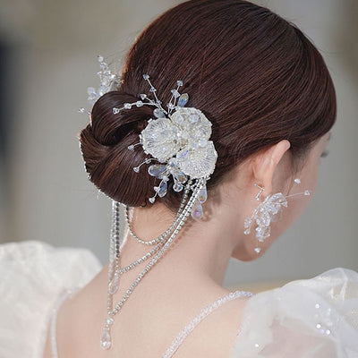 Urvie Silver Glam Wedding Hair Flower