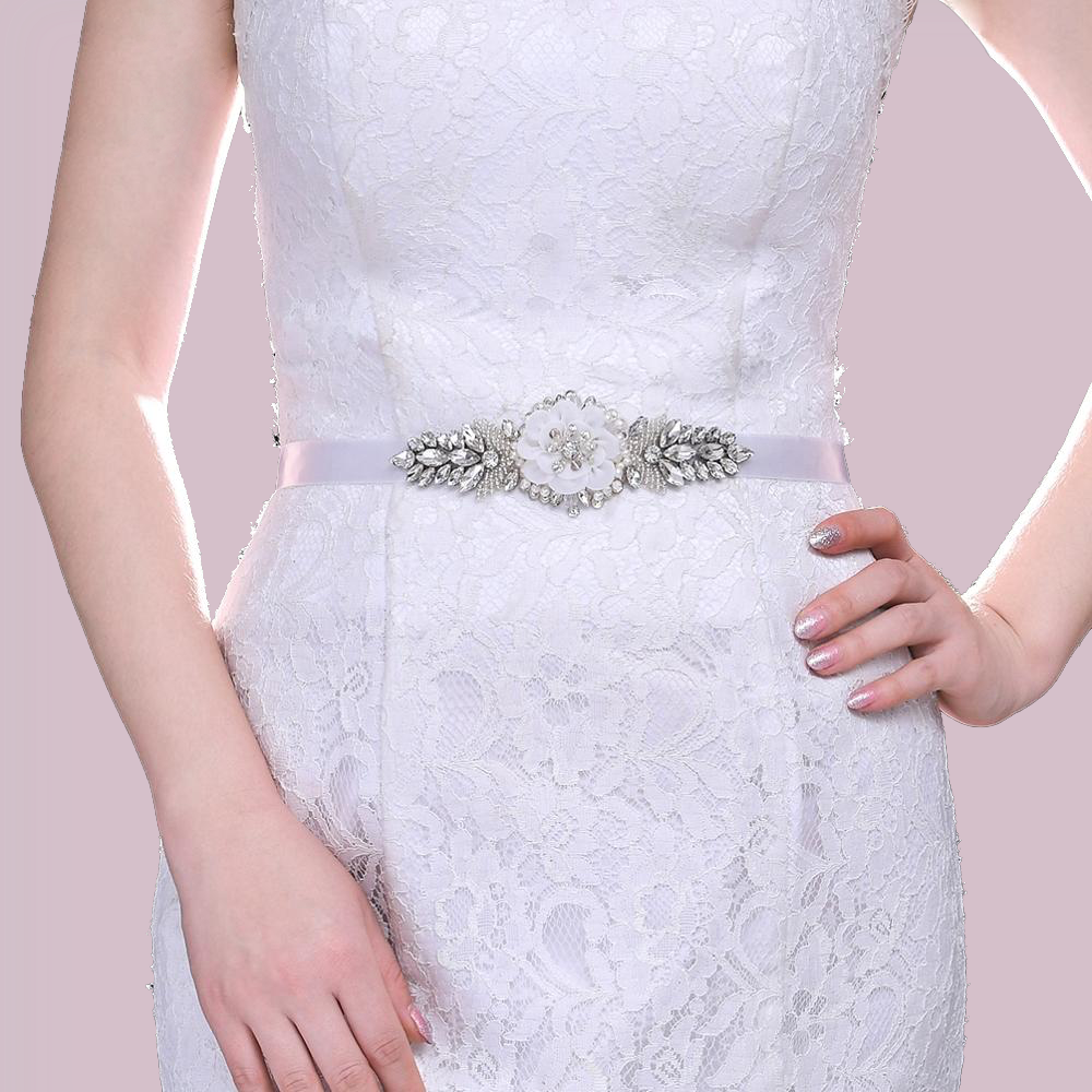 Savannah Simple Floral Crystal Beaded Bridal Belt