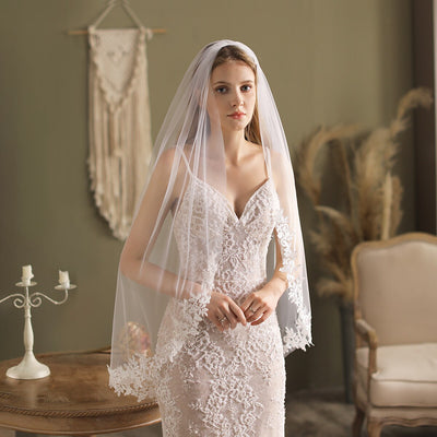 Paula Delicate Lace Trim Wedding Veil