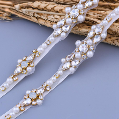 Daliah Delicate Gold & Pearl Beaded Wedding Belt