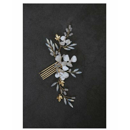 Claire Gold Opal Blossom Hair Combs & Matching Headband