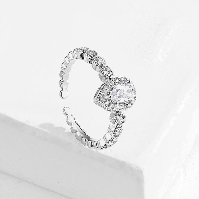 CZ Water Drop Engagement Ring