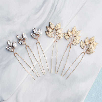 Colleen Branch Leaf Mini Bridal Hair Pin Set (6 Piece)