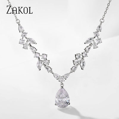 Zuri Crystal Pendant Wedding Necklace