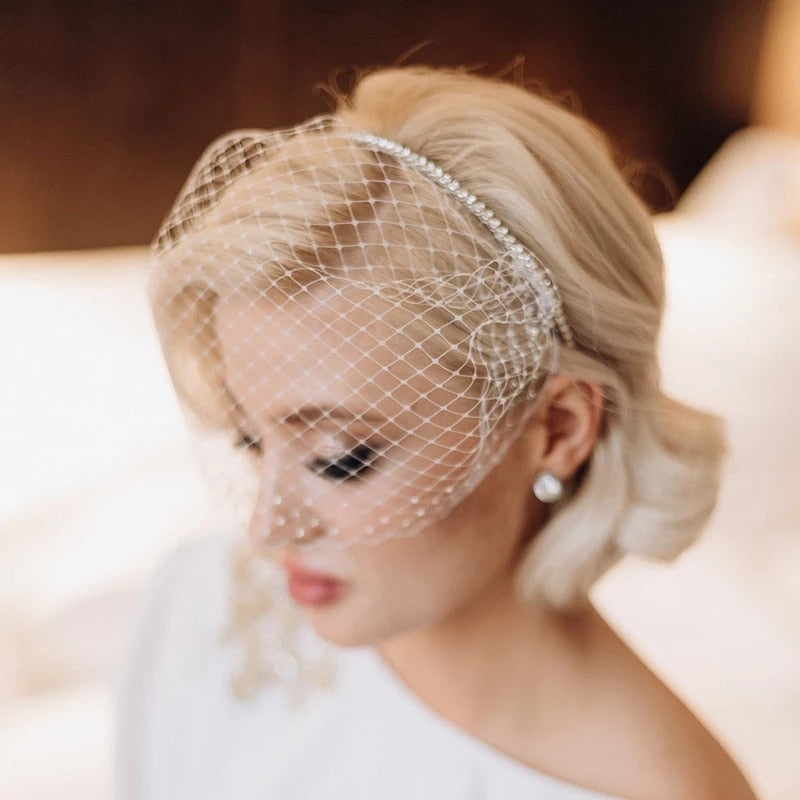 Aitana Crystal Headband Birdcage Bridal Veil