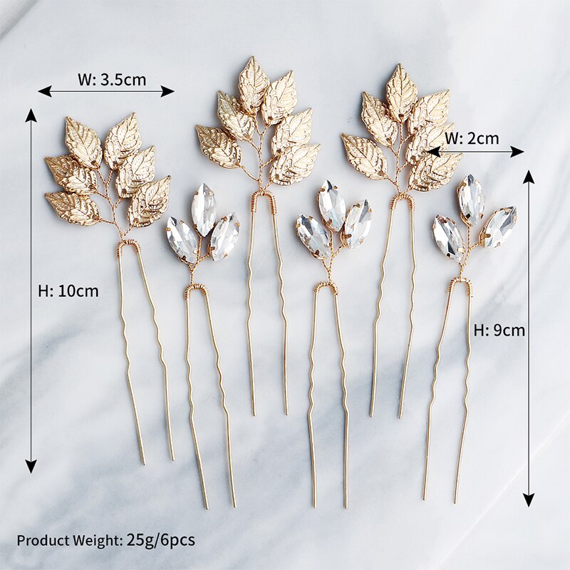 Colleen Branch Leaf Mini Bridal Hair Pin Set (6 Piece)