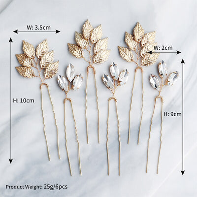 Colleen Branch Leaf Mini Bridal Hair Pin Set (6 Piece)