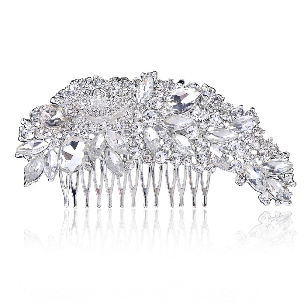 Alexa Couture Crystal Cluster Hair Comb- Silver/Gold/Rose Gold