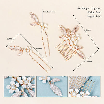 Harper Blushing Rose Gold Hair Comb Set (3 Piece)