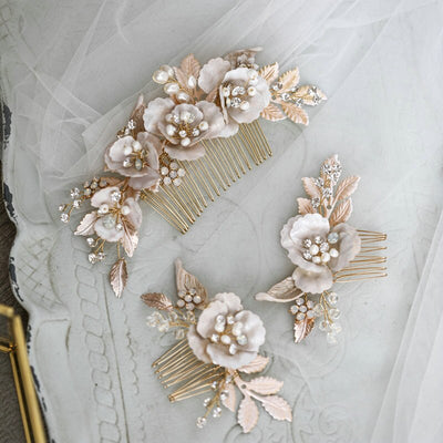 Renee Porcelain Crystal Bridal Hair Comb