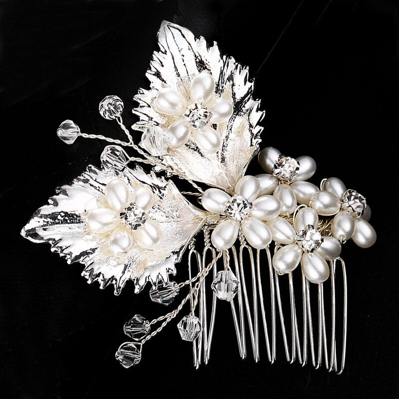 Francesca Pearl Feathered Bridal Comb