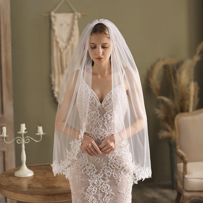 Paula Delicate Lace Trim Wedding Veil