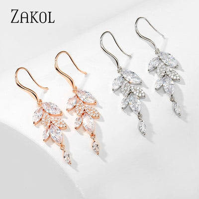 Long Floral Branch Drop Earrings