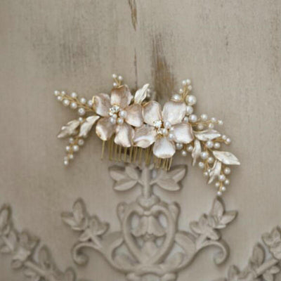 Annalise Gorgeous Pearl Flower Bridal Hair Comb