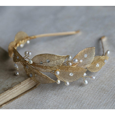 Phoebe Gold Freshwater Pearl Bridal Headband