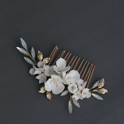 Ezra Porcelain Detailed Hair Comb