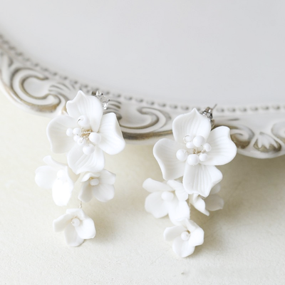 Porcelain Flower Wedding Earrings