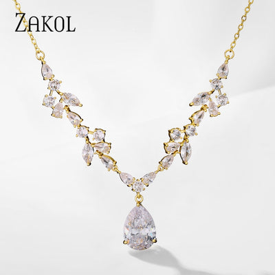 Zuri Crystal Pendant Wedding Necklace