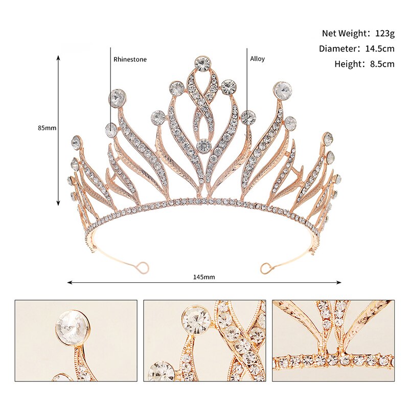 Kate Royal Crystal Tiara Crown- Gold/Silver