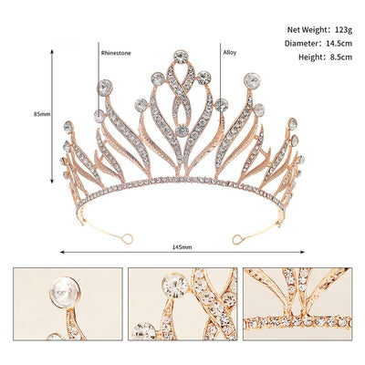 Kate Royal Crystal Tiara Crown- Gold/Silver