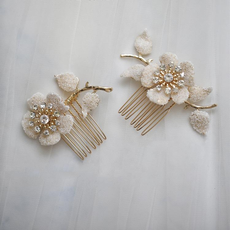 Ada Blush Mini Flower Hair Comb Set (2 Piece)