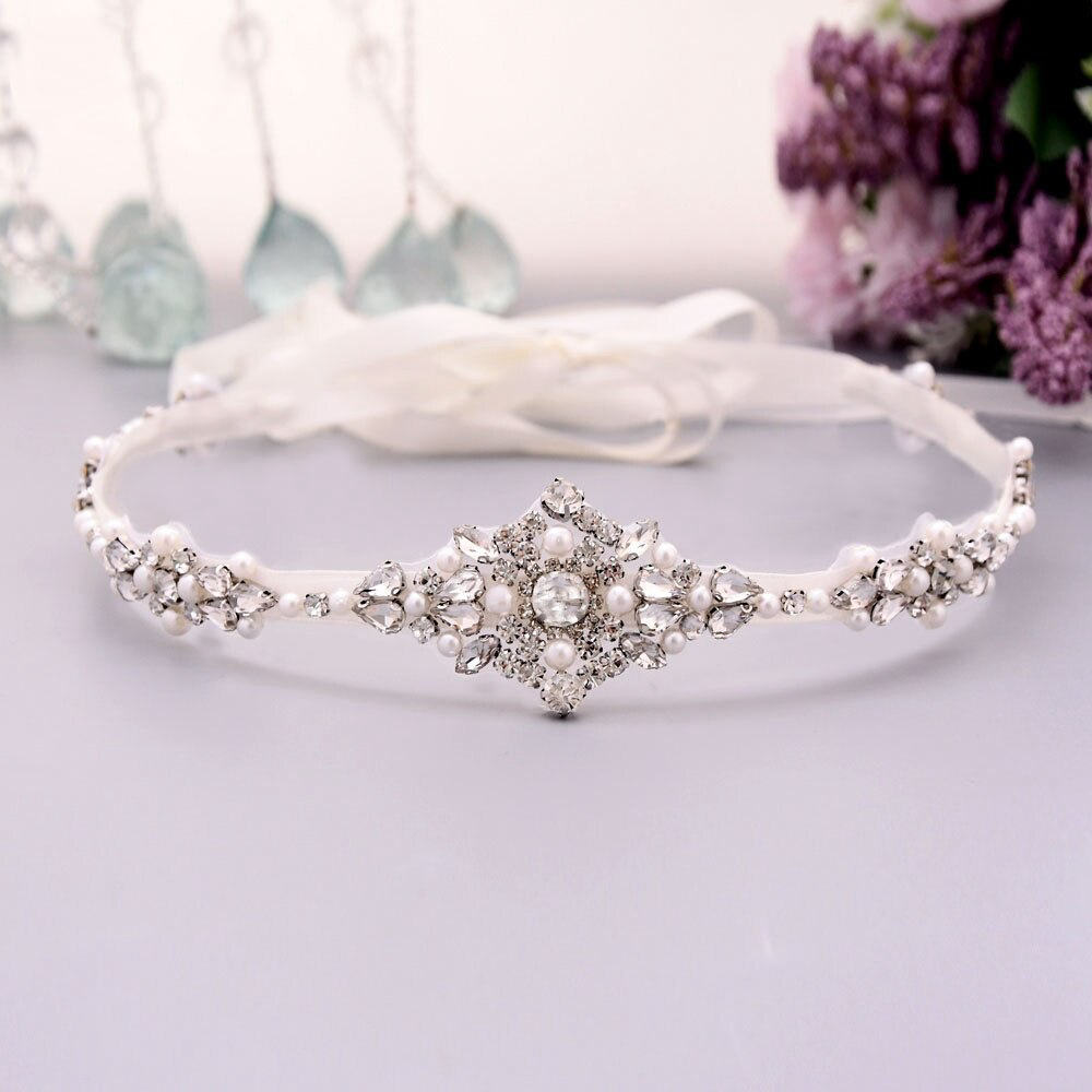 Nina Diamond Crystal & Pearl Wedding Belt