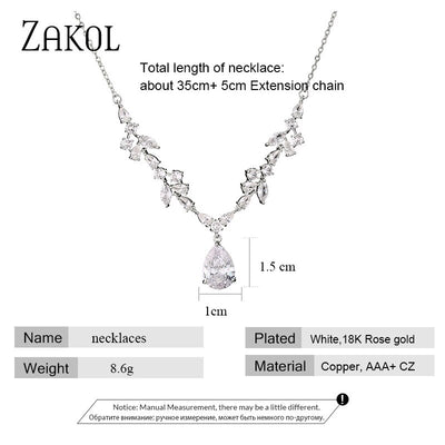 Zuri Crystal Pendant Wedding Necklace