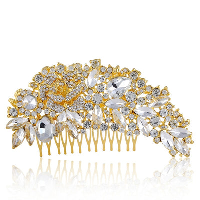 Alexa Couture Crystal Cluster Hair Comb- Silver/Gold/Rose Gold