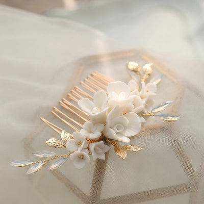 Ezra Porcelain Detailed Hair Comb