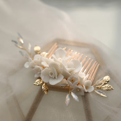 Ezra Porcelain Detailed Hair Comb