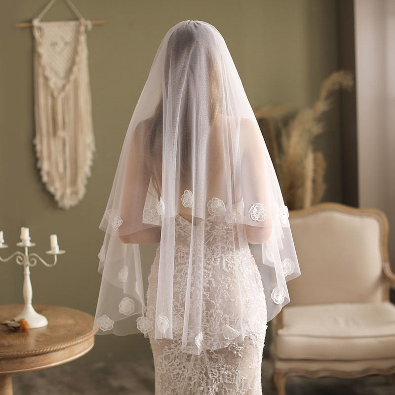 Alisha Floral Two-Layer Wedding Veil