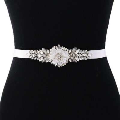 Savannah Simple Floral Crystal Beaded Bridal Belt