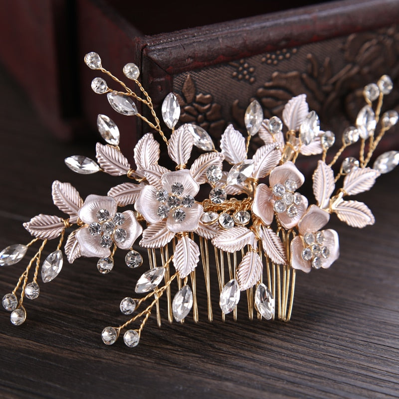 Sheri Blossom Floral Hair Comb- Gold/Rose Gold/Silver