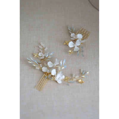 Claire Gold Opal Blossom Hair Combs & Matching Headband