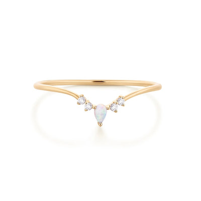 Minimalist V-Shaped Opal Cocktail Ring