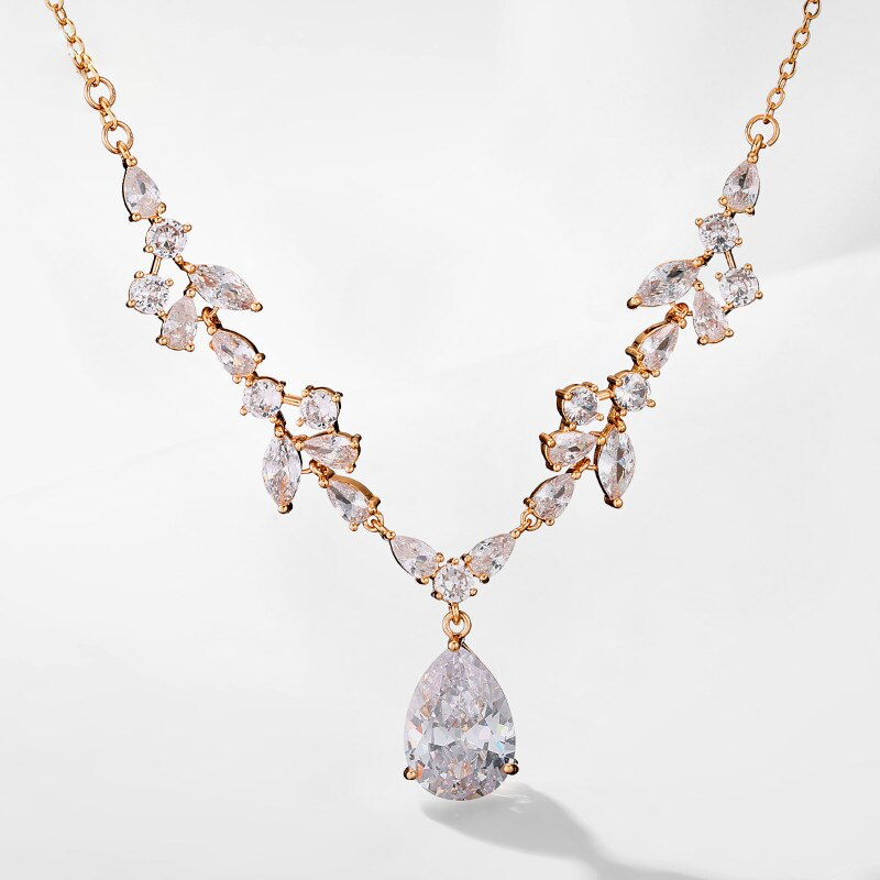 Zuri Crystal Pendant Wedding Necklace