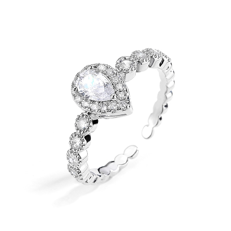 CZ Water Drop Engagement Ring