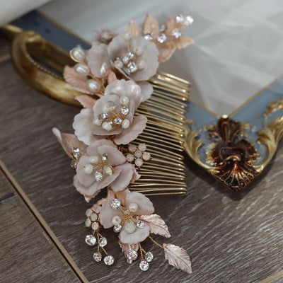 Renee Porcelain Crystal Bridal Hair Comb