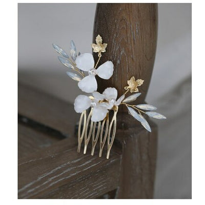 Claire Gold Opal Blossom Hair Combs & Matching Headband