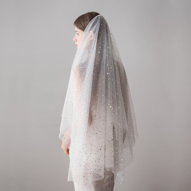 Kira Knee Length Glitter Bridal Veil