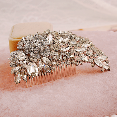 Alexa Couture Crystal Cluster Hair Comb- Silver/Gold/Rose Gold