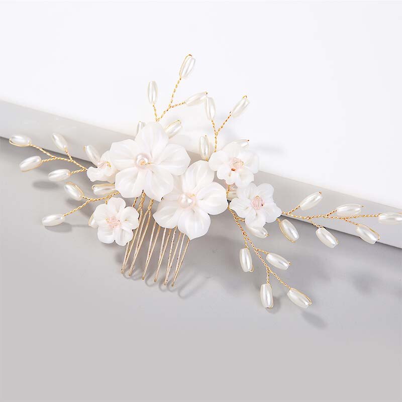 Genevieve White Blush Pearl Hair Comb & Pin Set (3 Piece)