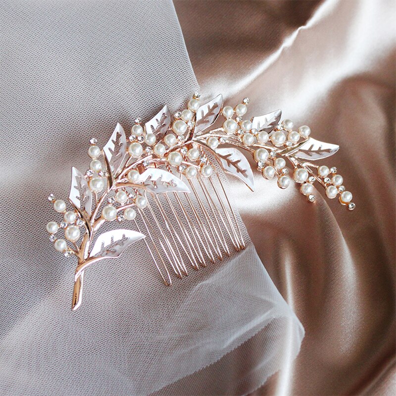 Kelly Pearl Leaf Wedding Hair Comb