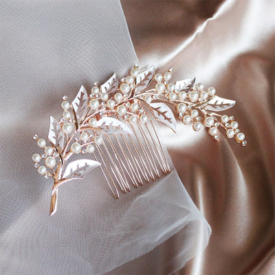 Kelly Pearl Leaf Wedding Hair Comb